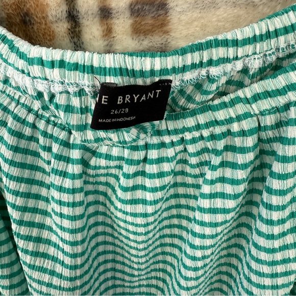 Green Gingham Women's Top Blouson-Sleeve Convertible Top #114 - Picture 3 of 4